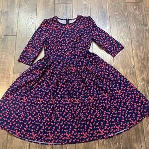 Navy and hot pink flower dress